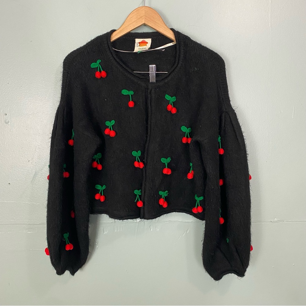 Farm Rio Cherry Cardigan Black Medium‎